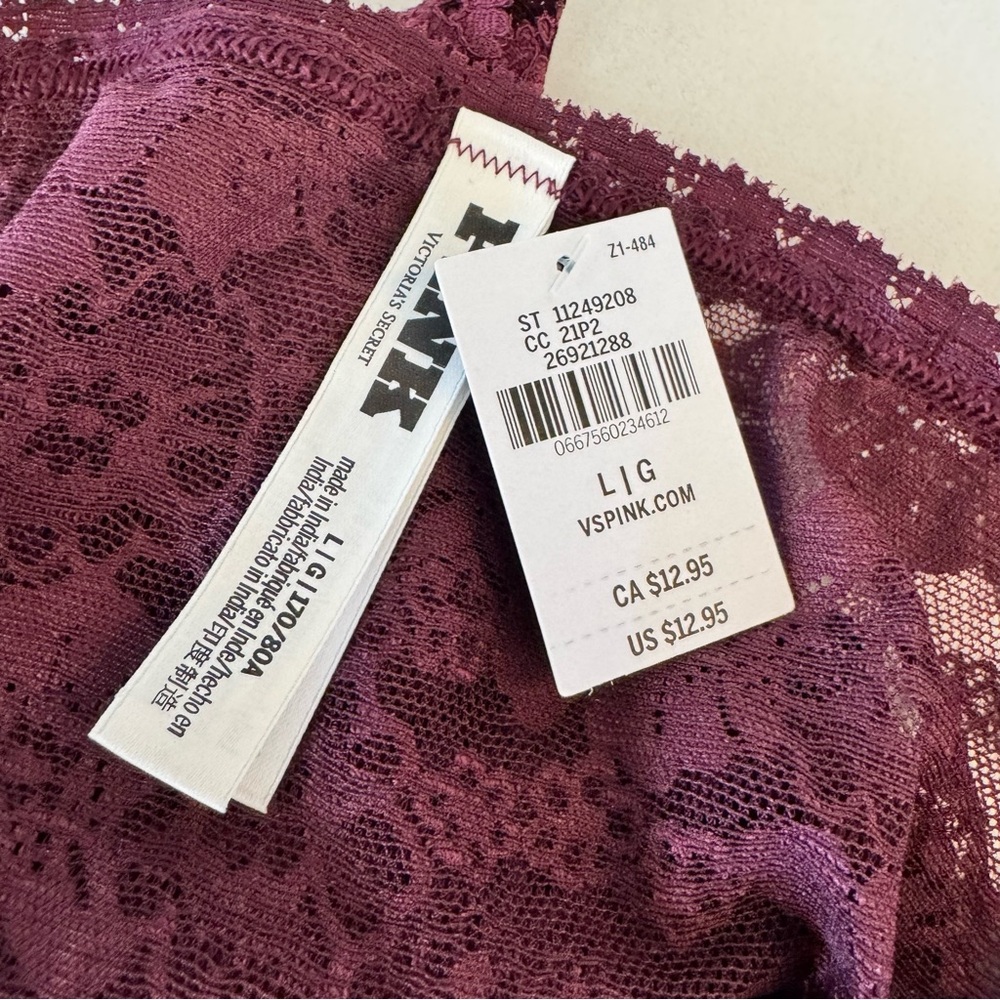 Victoria’s Secret PINK Lace Maroon Panties Size Large - Picture 3 of 5